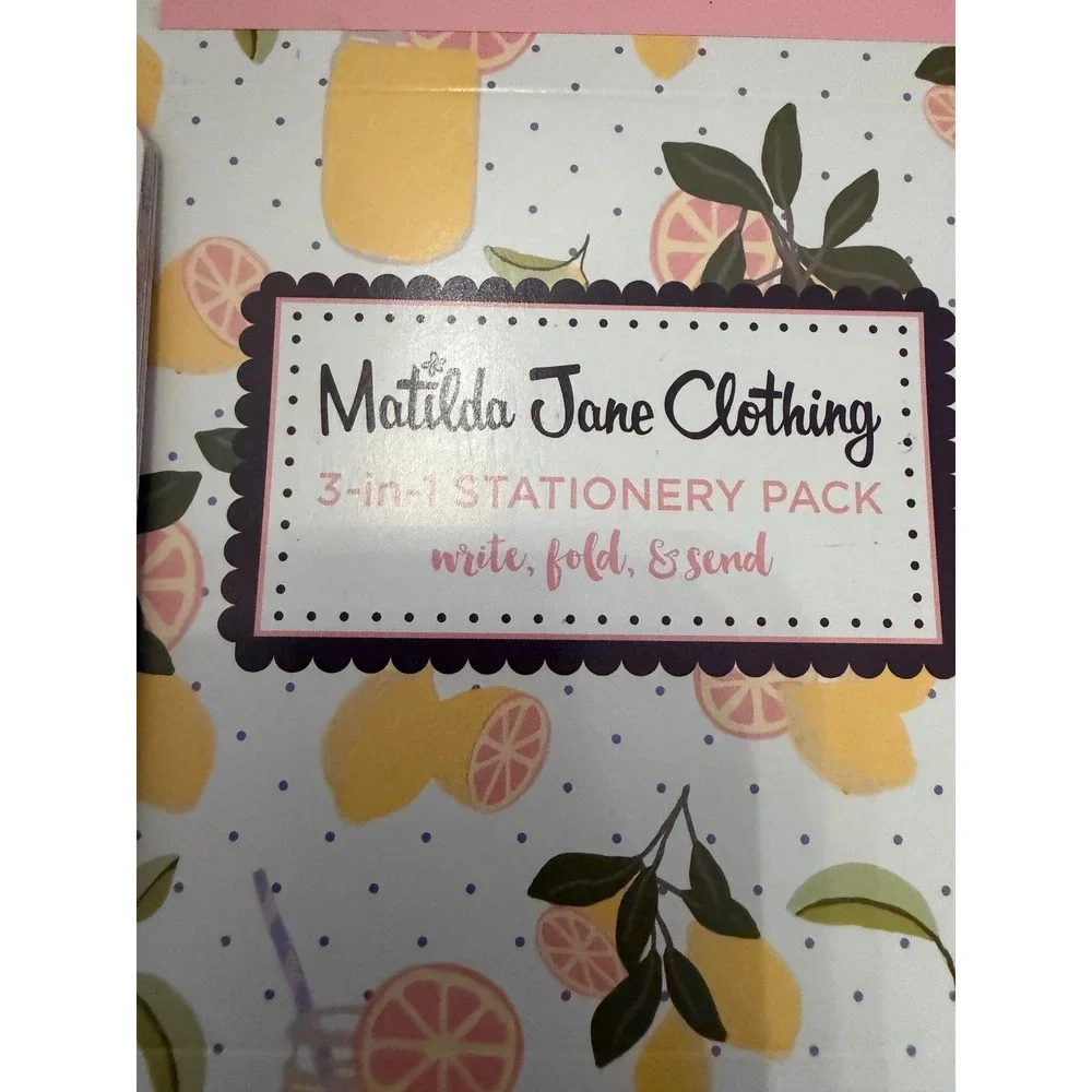 Matilda Jane Clothing 3 in 1 Stationery Pack Lemon Citrus Print Foldable‎ Notes